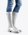 Rain Boots on Women's Legs with Jeans Mockup