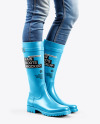 Rain Boots on Women's Legs with Jeans Mockup