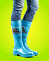 Rain Boots on Women's Legs with Jeans Mockup