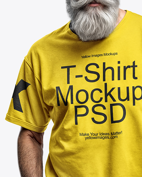 An Old Man with Sunglasses Wearing T-Shirt and Beanie Hat Mockup