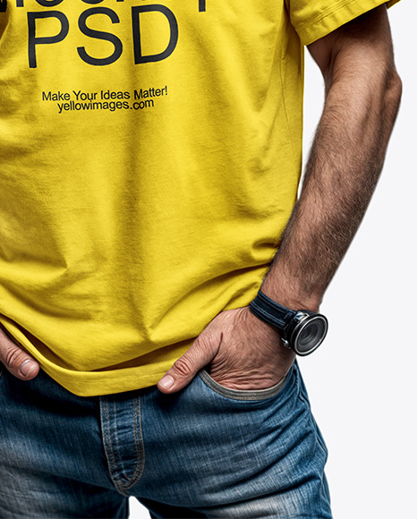 An Old Man with Sunglasses Wearing T-Shirt and Beanie Hat Mockup