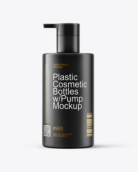 Plastic Cosmetic Bottles with Pump Cap Mockup