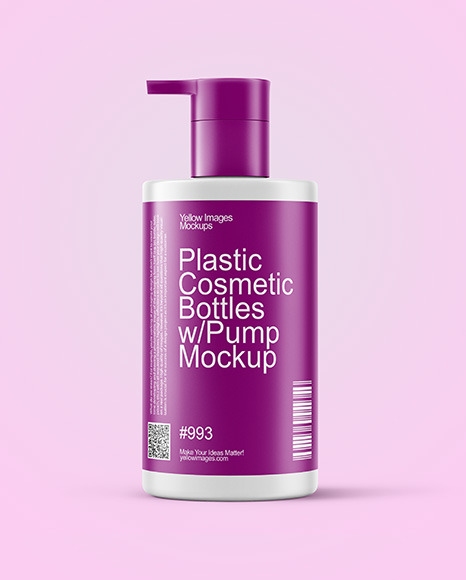 Plastic Cosmetic Bottles with Pump Cap Mockup