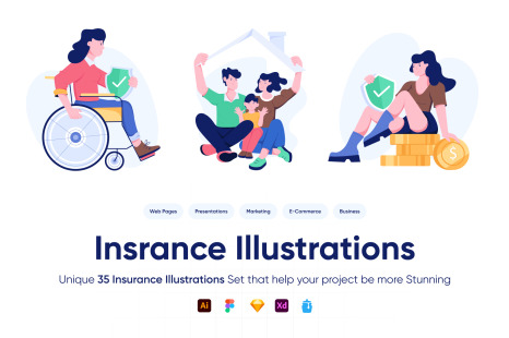 Insurance Illustration Set - For illustrator