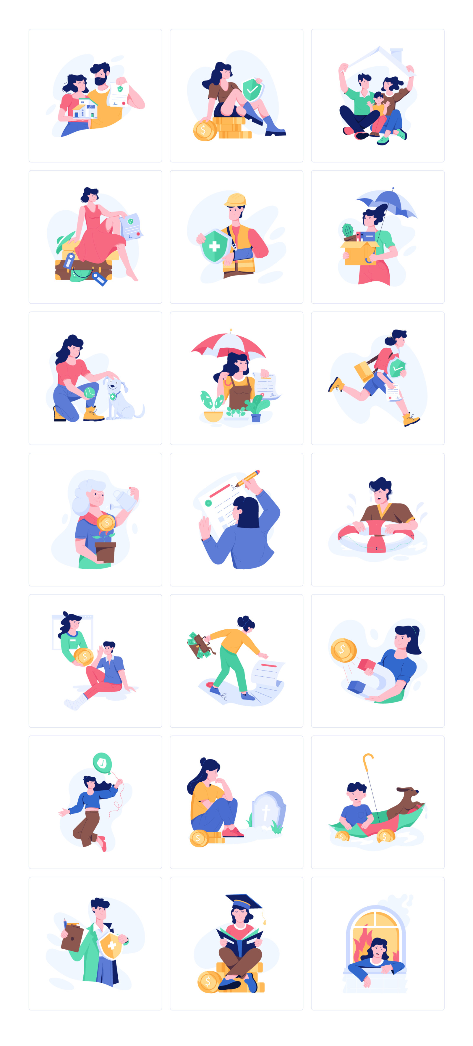 Insurance Illustration Set Insurance Illustration Set