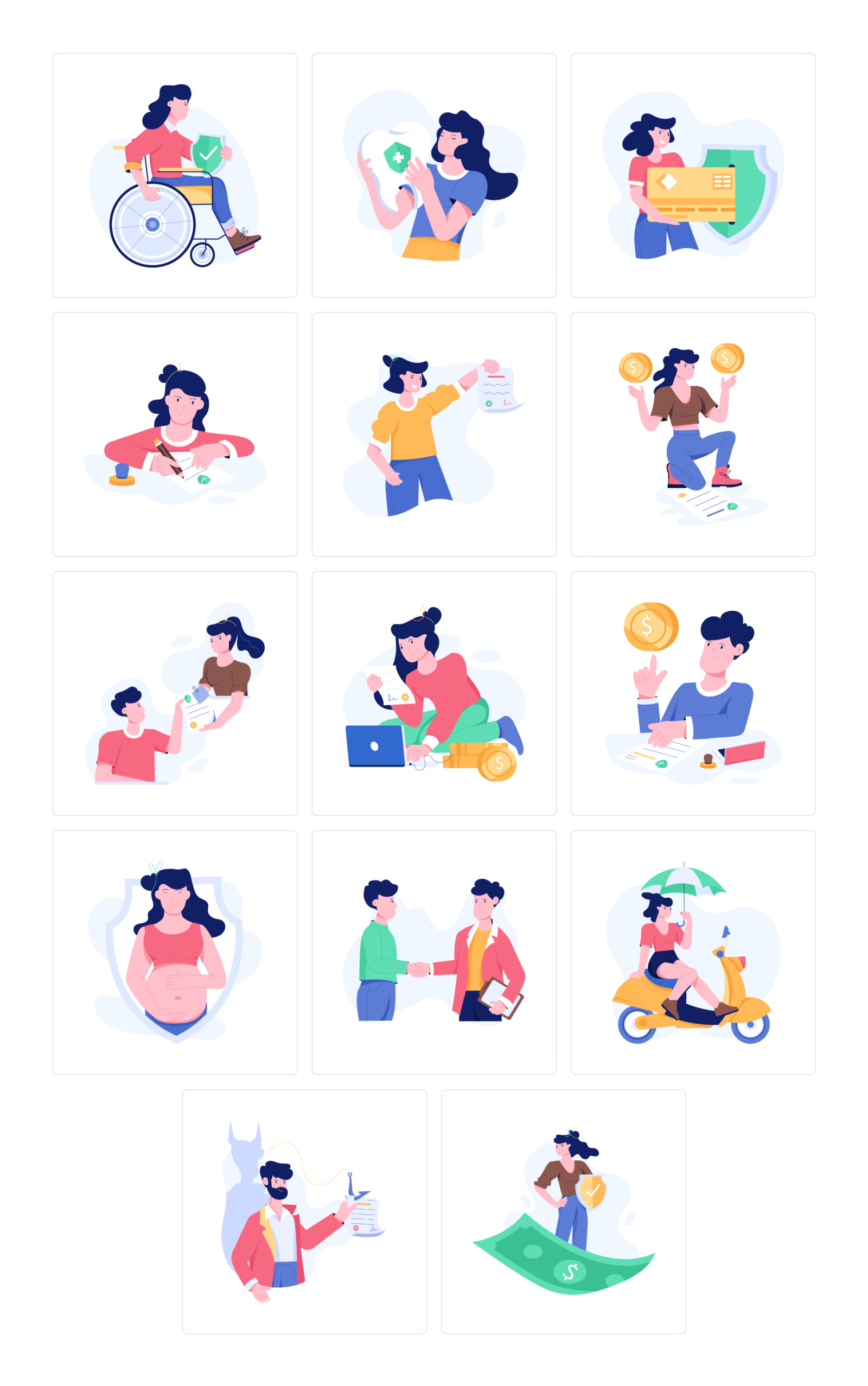 Insurance Illustration Set Insurance Illustration Set