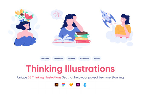 35 Thinking Illustrations - Creative Store