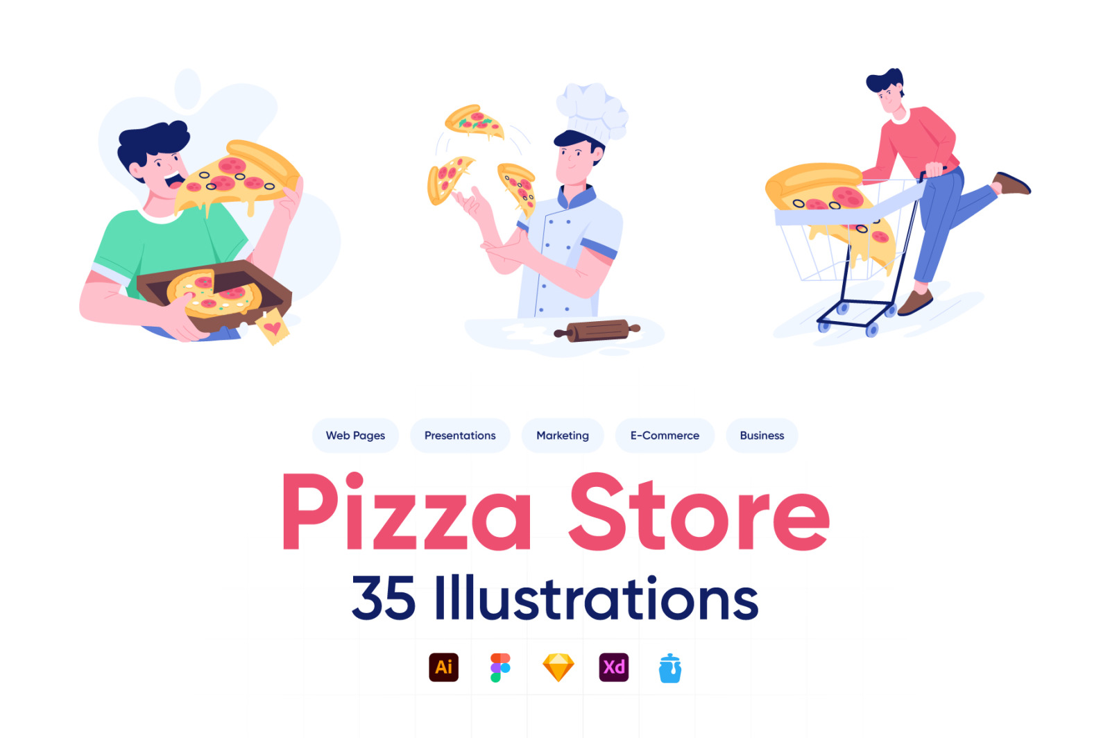 Pizza Vector Illustration Set Pizza Vector Illustration Set