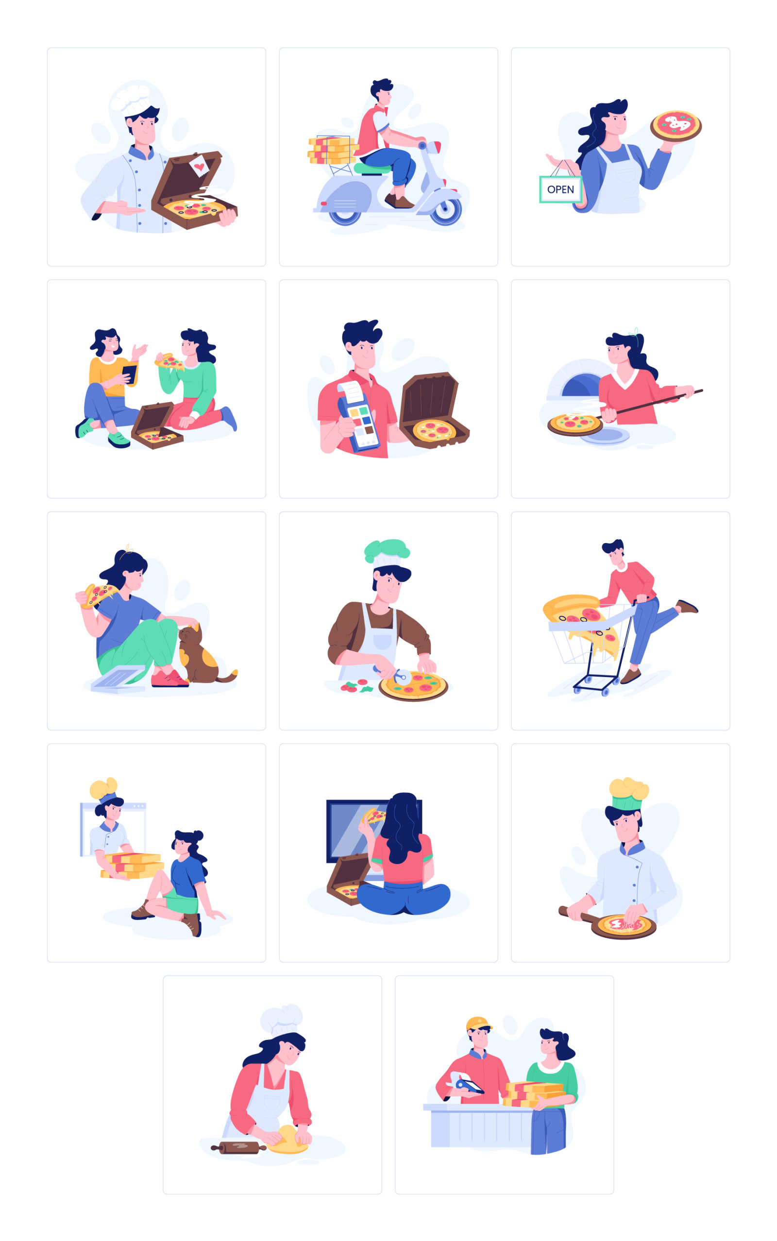 Pizza Vector Illustration Set Pizza Vector Illustration Set