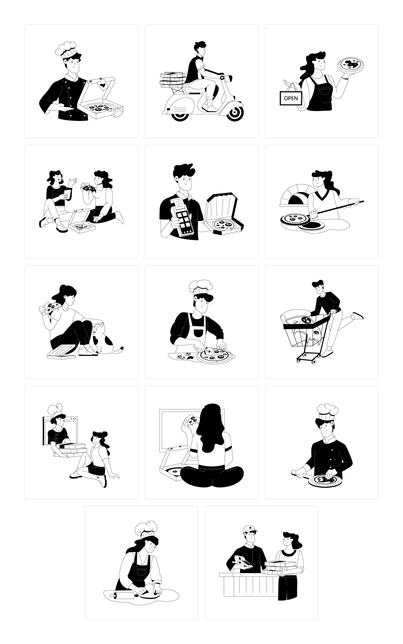 Pizza Vector Illustration Set Pizza Vector Illustration Set