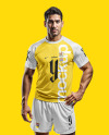 A Latino Man Wearing a Raglan Soccer Jersey and Shorts Mockup