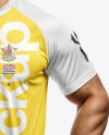 A Latino Man Wearing a Raglan Soccer Jersey and Shorts Mockup