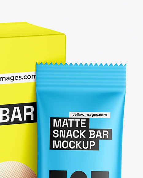 Paper Box With Matte Snack Bar Mockup