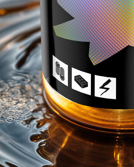 Amber Oil Tincture Dropper Bottle on Water Surface Mockup
