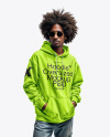 Black Man with Afro Wearing an Oversize Hoodie and Jeans Mockup