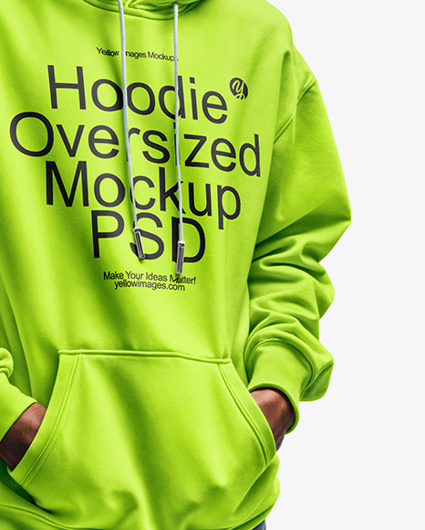Black Man with Afro Wearing an Oversize Hoodie and Jeans Mockup