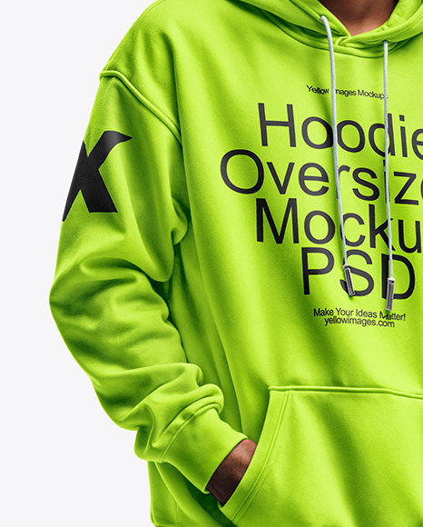 Black Man with Afro Wearing an Oversize Hoodie and Jeans Mockup