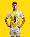 Young Latino Man Wearing a Raglan Soccer Jersey and Shorts Mockup