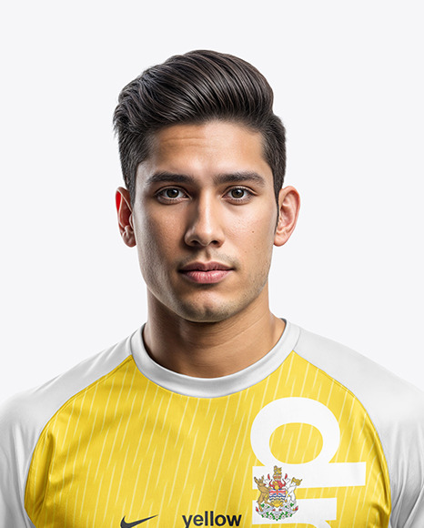 Young Latino Man Wearing a Raglan Soccer Jersey and Shorts Mockup