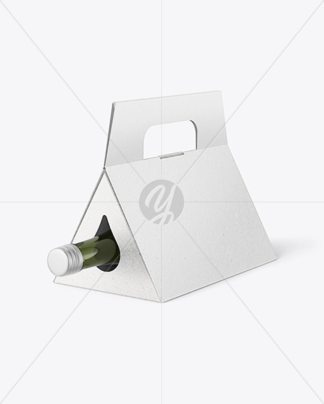 Triangular Kraft Box with Wine Bottle Mockup
