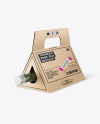 Triangular Kraft Box with Wine Bottle Mockup