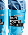 Rain Boots on Men's Legs with Jeans Mockup