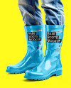 Rain Boots on Men's Legs with Jeans Mockup