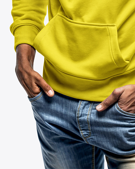 Black Man with Afro and Sunglasses Wearing a Hoodie and Jeans Mockup