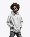Black Bearded Man with Afro Wearing a Hoodie and Jeans Mockup