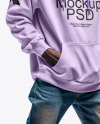 Black Bearded Man with Afro Wearing a Hoodie and Jeans Mockup