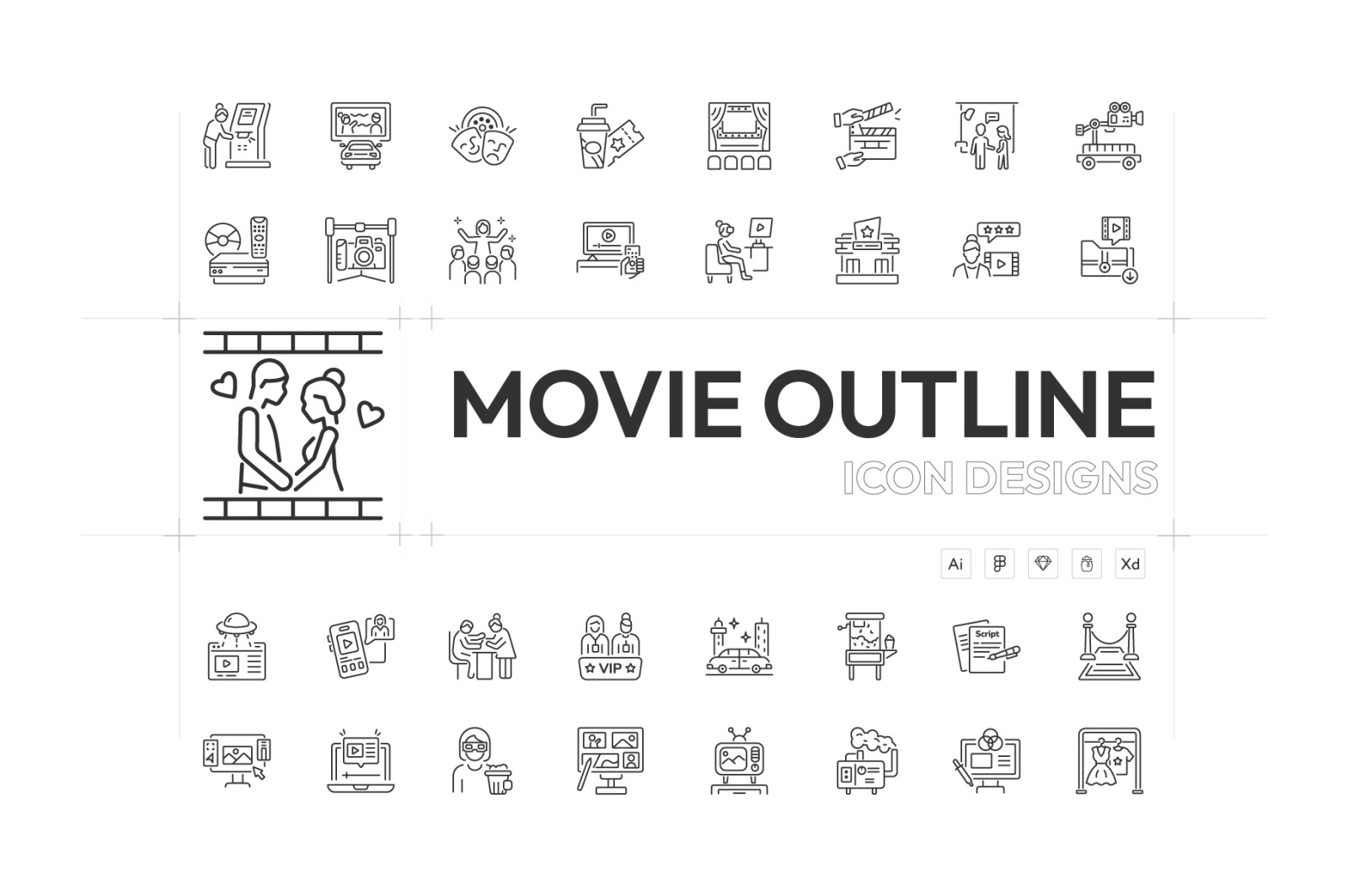 Movie and Theater Icon Set Movie and Theater Icon Set