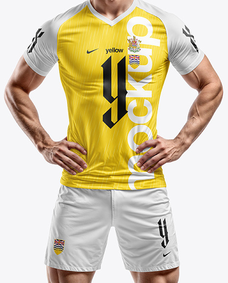 Soccer Player Wearing a Full Kit Mockup