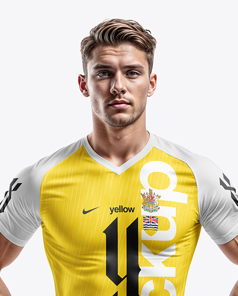 Soccer Player Wearing a Full Kit Mockup