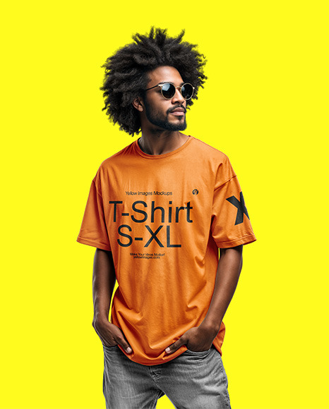Man Wearing a T-Shirt and Sunglasses Mockup