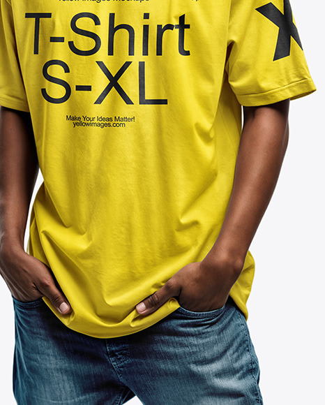 Man Wearing a T-Shirt and Sunglasses Mockup