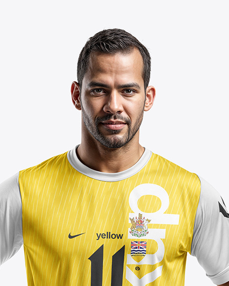 A Latino Man Wearing a Crew Neck Soccer Jersey and Shorts Mockup