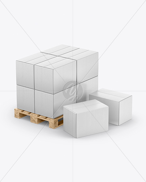 Wooden Pallet With Boxes Mockup