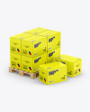 Wooden Pallet With Boxes Mockup