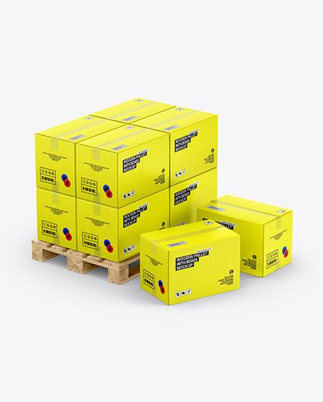 Wooden Pallet With Boxes Mockup