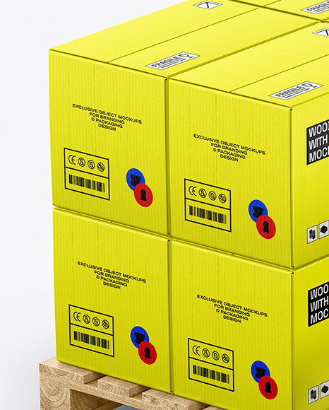 Wooden Pallet With Boxes Mockup