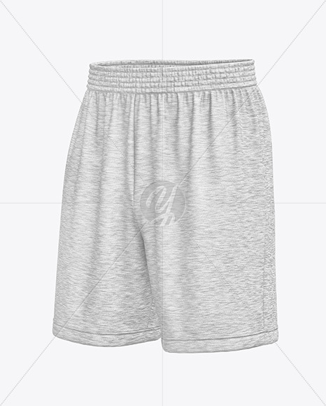 Melange Knitted Shorts Mockup - Front Half Side View
