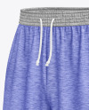 Melange Knitted Shorts Mockup - Front Half Side View