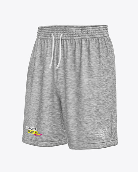 Melange Knitted Shorts Mockup - Front Half Side View