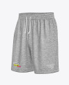 Melange Knitted Shorts Mockup - Front Half Side View