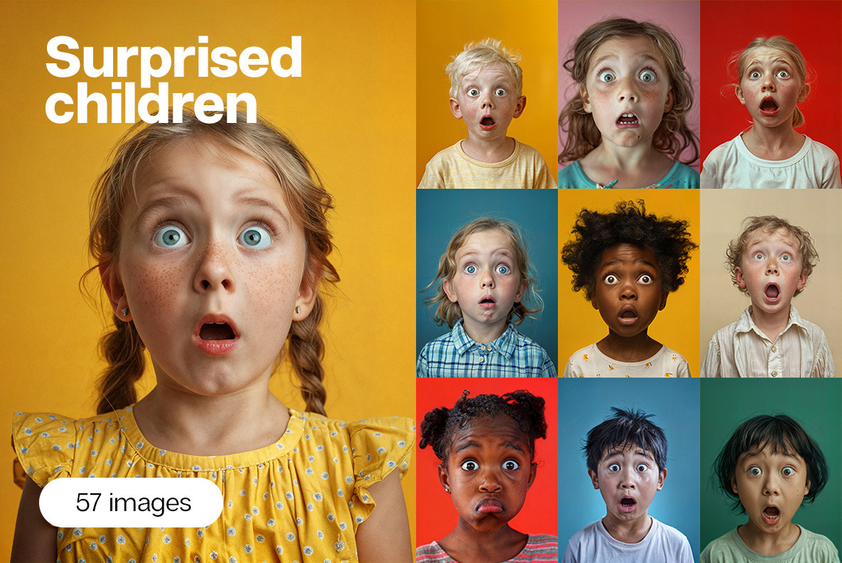 Surprised children - 57 images