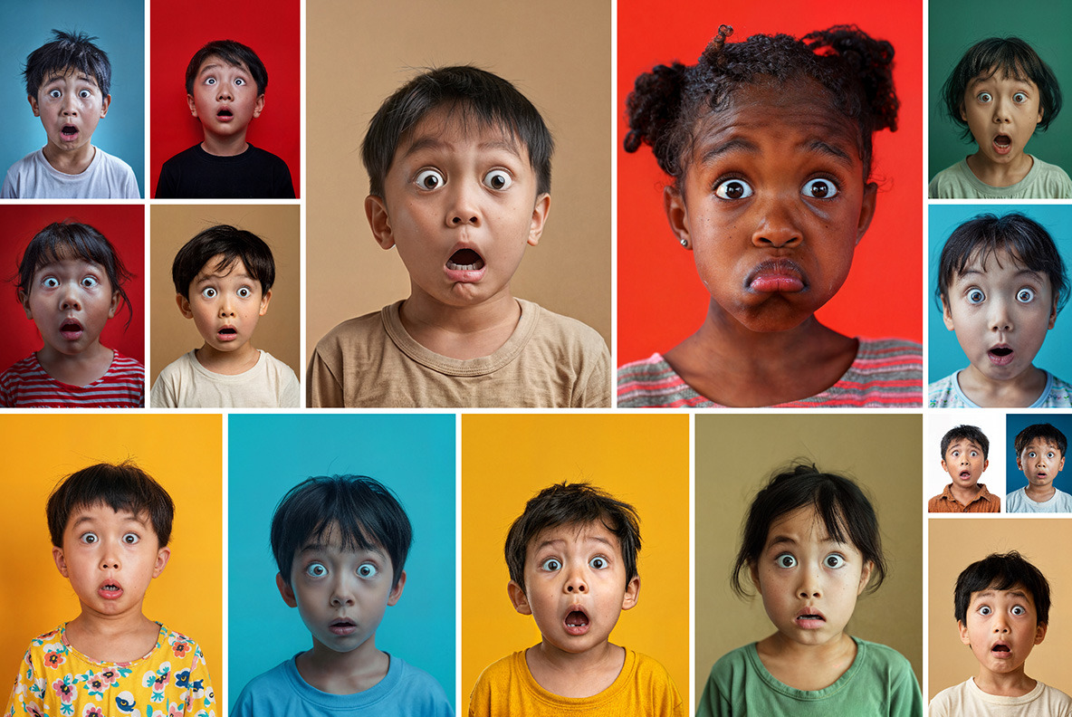 Surprised children - 57 images