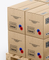 Wooden Pallet With Kraft Boxes Mockup