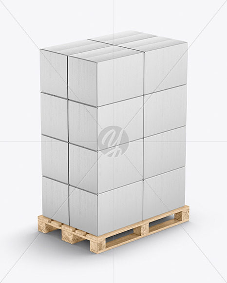 Wooden Pallet With Boxes Mockup