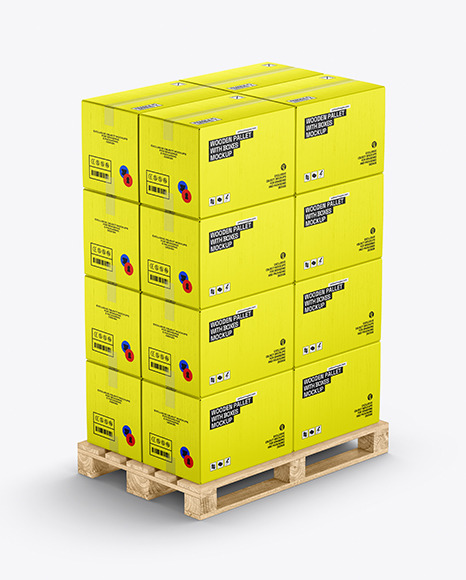 Wooden Pallet With Boxes Mockup