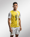 Young Latino Man Wearing a Crew Neck Soccer Jersey and Shorts Mockup